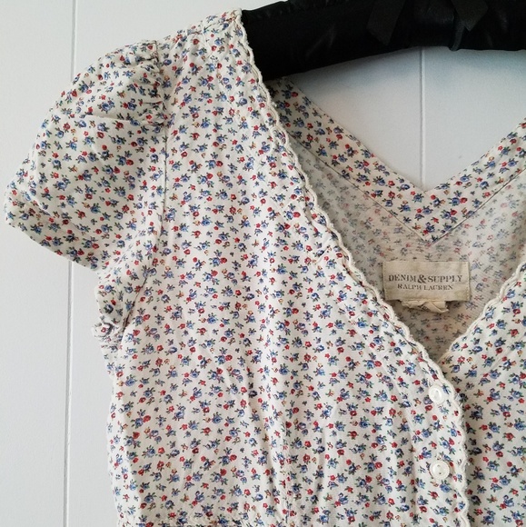SOLD {Ralph Lauren} Vintage V Neck Babydoll Dress - Picture 4 of 7